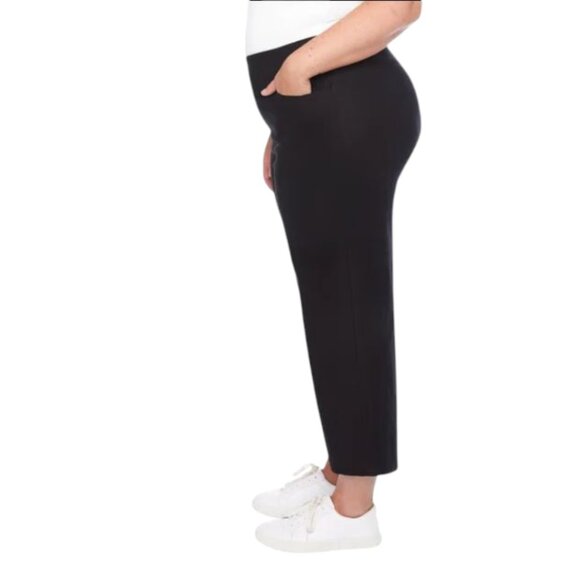 NEW S.C. & CO. 360 Degree Women’s Tummy Control Pull-on Wide Leg Crop | Black - Picture 3 of 6
